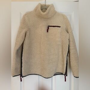 LL BEAN jacket/ sweater top size medium ecru with zippers